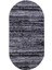 YM4700 Gri Siyah Saçaksız Dijital Oval Halı Kaymaz Yıkanabilir Iskandinav Yolluk 140X400 2