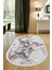 Dijidekor Gold Kristal Saçaklı Dijital Oval Halı Kaymaz Yıkanabilir Iskandinav Yolluk 160X400 1