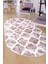 Maça Bej Saçaksız Dijital Oval Halı Kaymaz Yıkanabilir Iskandinav Yolluk 200X200 1