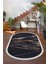 Dijidekor Siyah Gold Saçaklı Dijital Oval Halı Kaymaz Yıkanabilir Iskandinav Yolluk 160X500 1