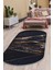 Dijidekor Siyah Gold Saçaksız Dijital Oval Halı Kaymaz Yıkanabilir Iskandinav Yolluk 180X450 1