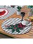 Gri Kazayağı Zeminli Ekose Kuş Motifli 6+1 Supla Runner Seti 4