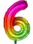 34'' 80 cm Gökkuşağı Folyo Rakam Balon 6 1