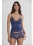 Kadın Dantelli Penye Atlet Külot / Kaşkorse Set - 332 Lacivert 1