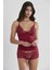 Kadın Dantelli Penye Atlet Külot / Kaşkorse Set - 332 Bordo 1
