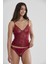 Kadın Dantelli Penye Atlet Külot / Kaşkorse Set - 381 Bordo 2