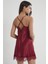 Kadın Saten Dantelli Gecelik 685 Bordo 3