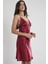 Kadın Saten Dantelli Gecelik 603 Bordo 1