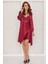 Kadın Saten Dantelli Gecelik & Sabahlık Takım 4300 Bordo 1