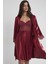 Saten Dantelli Gecelik & Sabahlık Takım - 4265 Bordo 1