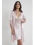 Kadın Saten Dantelli Gecelik & Sabahlık Takım - 4240 Pudra 1