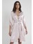 Kadın Saten Dantelli Gecelik & Sabahlık Takım - 4240 Pudra 2