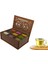 Ahşap (Ceviz) Çay Kutusu 9 Bölmeli Kapaklı Poşet Bitki Çayı Saklama Kabı Tea Box + 45'li Çay 1