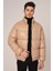 Oversize Deri Şişme Mont Bej 4