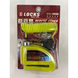 Locks World Class Locks 110 Db Fosforlu Yeşil Alarmlı Disk Kilidi