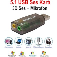 USB Ses Kartı 5.1 3D Sound USB Harici Ses Kartı  Audio Çevirici