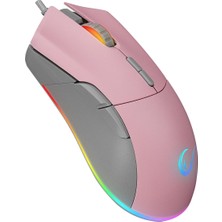 Rampage SMX-R21 Compact USB Pembe Rgb Ledli Makrolu 12800DPI / 1000hz Drag Click Oyuncu Mouse