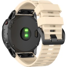 Puluzpuluz Garmin Fenix ​​6X 26Mm Bej Için Resmi Dokusu Saat Bandosu (Yurt Dışından)