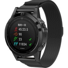 Puluzpuluz Garmin Fenix ​​5X Paslanmaz Çelik Metal Kordonlu Bebek Için Siyah (Yurt Dışından)