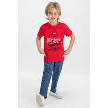 U.S. Polo Assn. Lisanslı California Kırmızı Genç Erkek Kısa Kol Pijama Takımı