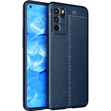 Smcase Oppo Reno 6 Kılıf Niss Silikon Deri Görünümlü Korumalı Lacivert