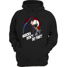 Remonz Batman Kedi Kadın Baskılı 3 Ipl. Şardonlu 600 Gr. Siyah Kapüşonlu Sweatshirt
