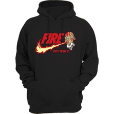 Remonz Street Fighter Dhalsım Baskılı 3 Ipl. Şardonlu 600 Gr. Siyah Kapüşonlu Sweatshirt