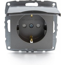 Provedas Mono Despina Antrasit Yenı L-D Kapaklı Topraklı Prız Modul+ Kapak