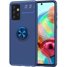 Dlrcase Samsung Galaxy A52S 5g Kılıf Ravel Silikon Yüzüklü Mıknatıslı Koruma + Nano Glass Lacivert