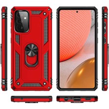 Dlrcase Samsung Galaxy A52S 5g Kılıf Vega Tank Standlı Yüzüklü Mıknatıslı Kırmızı