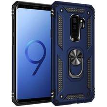 Smcase Samsung Galaxy S9 Plus Kılıf Vega Tank Standlı Yüzüklü Mıknatıslı Lacivert