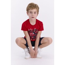 Marvel Spider-Man Lisanslı Kırmızı Erkek Çocuk Bermuda Takım