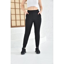 Anka Women Kadın Çelik Örme Paça Lastikli Jogger Pantolon Siyah Anka Women