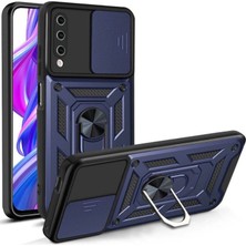 Gpack Vivo Y20S Kılıf Tank Aramid Sürgülü Vega Yüzüklü Lacivert