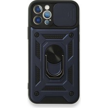 Gpack Apple iPhone 12 Pro Kılıf Tank Aramid Sürgülü Vega Yüzüklü Lacivert