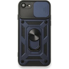 Gpack Apple iPhone 7 Kılıf Tank Aramid Sürgülü Vega Yüzüklü Lacivert