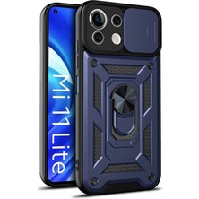 Gpack Xiaomi Mi 11 Lite Kılıf Tank Aramid Sürgülü Vega Yüzüklü Lacivert