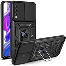 Gpack Vivo Y20S Kılıf Tank Aramid Sürgülü Vega Yüzüklü Siyah
