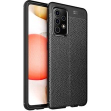 Case Street A52S 5g Kılıf Niss Silikon Deri Görünümlü Korumalı+Nano Glass Siyah