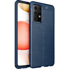 Case Street A52S 5g Kılıf Niss Silikon Deri Görünümlü Korumalı+Nano Glass Lacivert