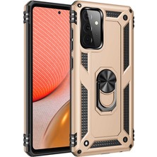 Case Street Samsung Galaxy A52S 5g Kılıf Vega Tank Standlı Yüzüklü Mıknatıslı+Nano Glass Gold