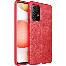 Case Street A52S 5g Kılıf Niss Silikon Deri Görünümlü Korumalı+Nano Glass Kırmızı