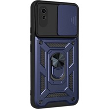 Case Street Xiaomi Redmi 9A Kılıf Tank Aramid Sürgülü Vega Yüzüklü Lacivert