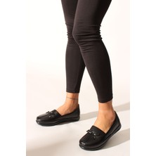 Rovigo   Siyah Cilt  Kadın Konfort Ayakkabı