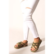 Rovigo   Haki Halat Ip Kadın Sandalet