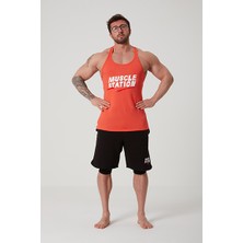 Muscle Station Toughman Tank Turuncu Workout Fitness Atlet