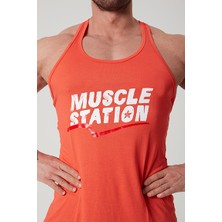 Muscle Station Toughman Tank Turuncu Workout Fitness Atlet