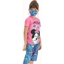 Minnie Mouse Lisanslı Check Me Out Pembe Kız Çocuk Kapri Takımı