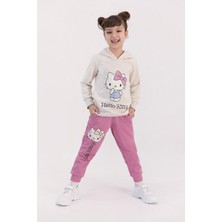 Hello Kitty Lisanslı Şeker Pembe Kız Çocuk Kapüşonlu Eşofman Takımı