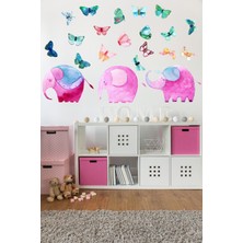 Kt Grup Pembe Filler ve Kelebekler Kız Çocuk Odası Duvar Sticker Seti
